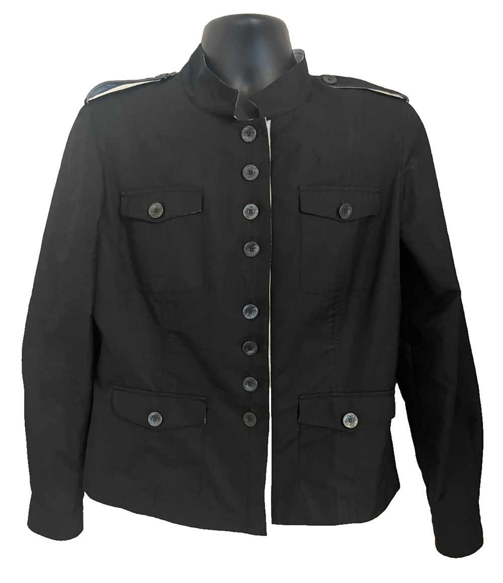 St John Resort Lightweight Jacket Black Military Style Utility Windbreaker 14